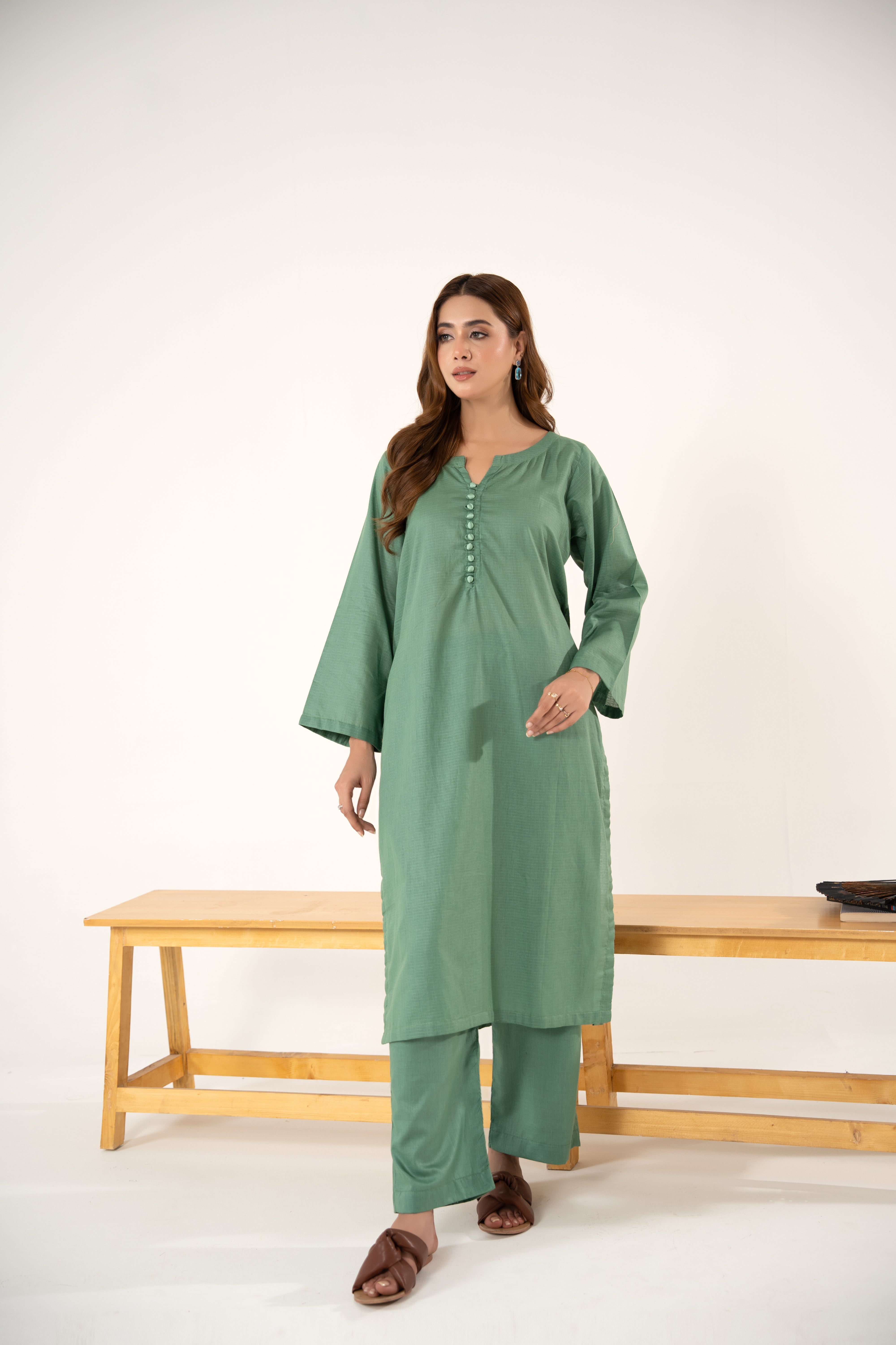 Huram 2Pc - Self Cotton Stitched